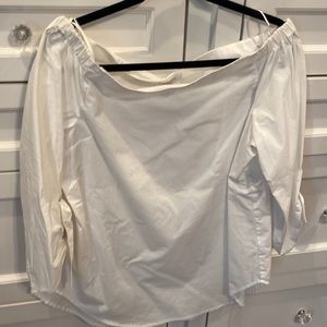 White crisp off the shoulder blouse